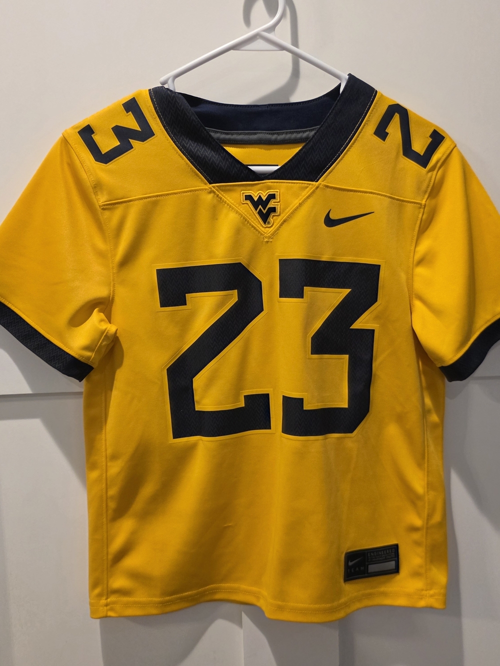 Nike Team West Virginia Mountaineers #23 Football Jersey Youth Sz S Blue Yellow